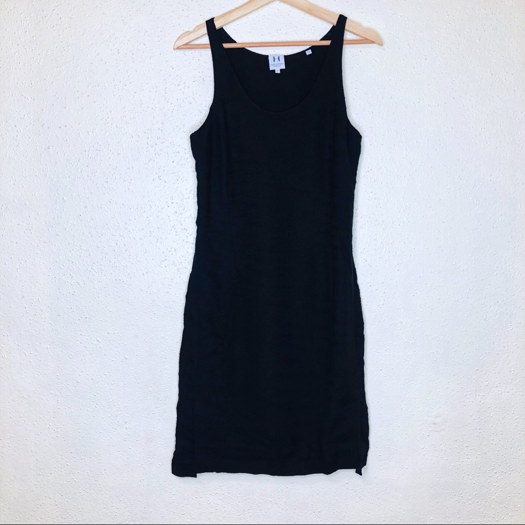 Halston Heritage Black Sleeveless Silk Blend Dress